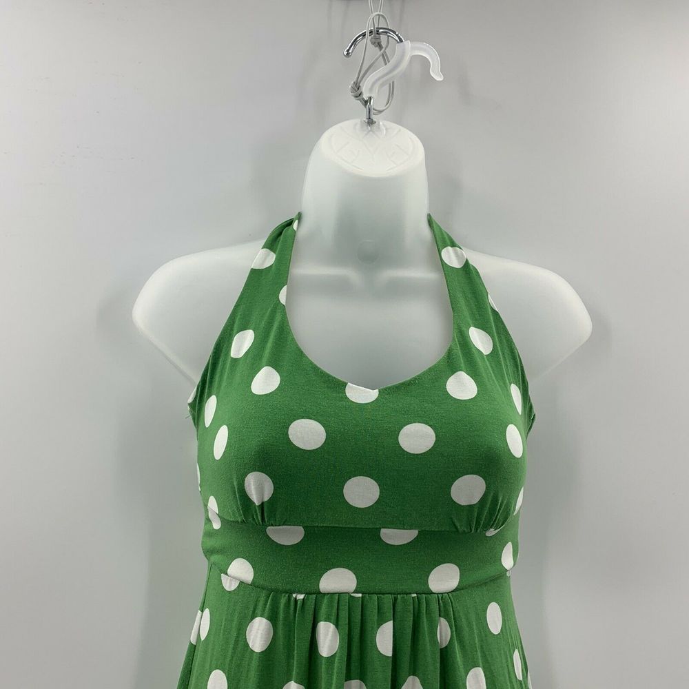 Boden Green Polka Dot Halter Dress Size 8P - Picture 3 of 12